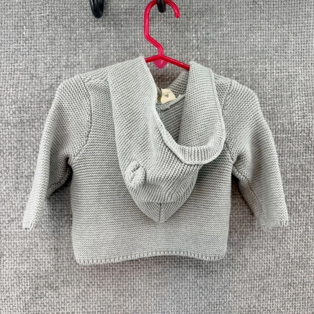 Baby Gap‎ First Favorites Bear Ear Hooded Cardigan Gray Knit Sweater 3-6 Months